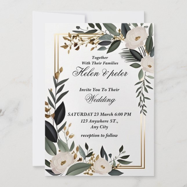 Invitación a la boda elegante de Emerald Greenery (Anverso)