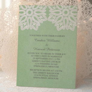 Invitación a la boda elegante de encaje de Mint Gr