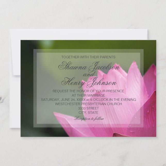 Invitación a la boda elegante de flor rosa de Lotu (Anverso)