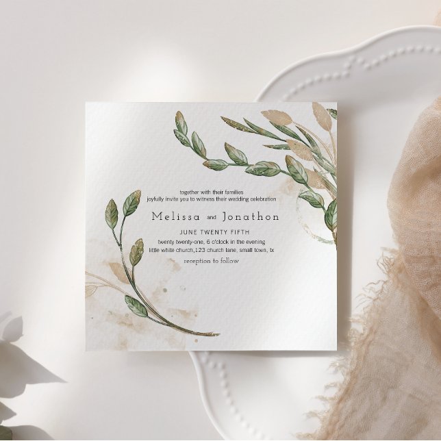 Invitación a la Boda Elegante de Floral Verde de D (Subido por el creador)