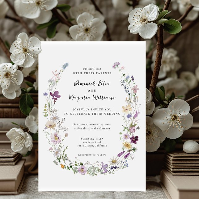 Invitación a la boda elegante de flores silvestres (Subido por el creador)