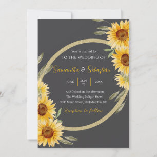 Invitación a la boda elegante de girasol rústico