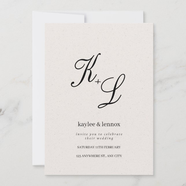 Invitación a la boda elegante de Iniciales (Anverso)