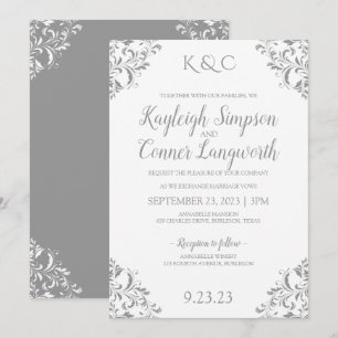 Invitación a la boda elegante de la época   Gris