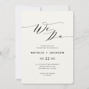 Invitación a la boda elegante de la escritura azul