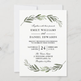 Invitación a la boda elegante de la hoja de color 