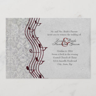 Invitación a la boda elegante de la música roja de