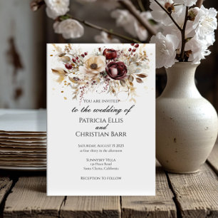 Invitación a la boda elegante de las peonías de Bo