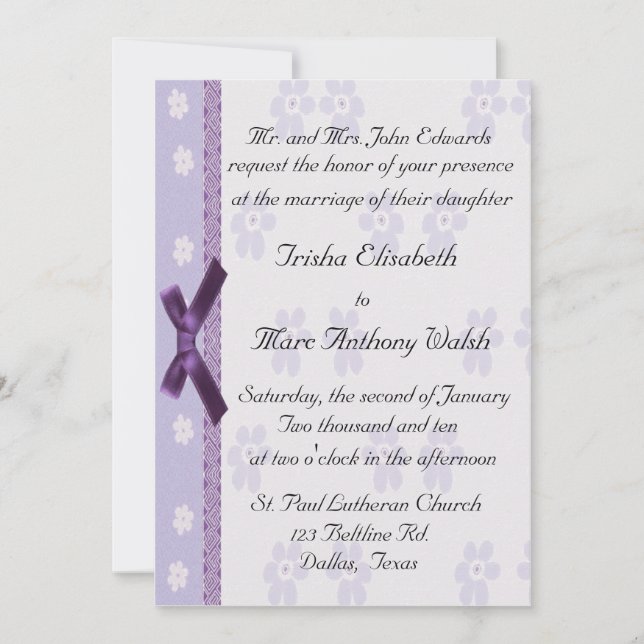 Invitación a la boda elegante de Lavanda (Anverso)