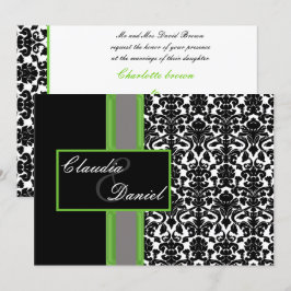 invitación a la boda elegante de lime damask