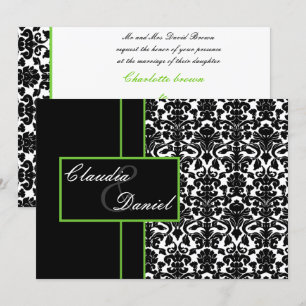 invitación a la boda elegante de lime damask