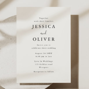 Invitación a la boda elegante de marfil y negro
