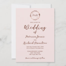 Invitación a la boda elegante de monograma Rosa Mi