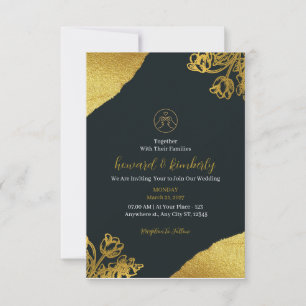 Invitación a la Boda Elegante de Oro