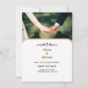 Invitación a la boda elegante de oro blanco