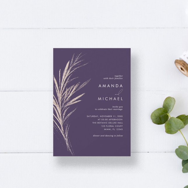 Invitación a la boda elegante de oro morado (Subido por el creador)