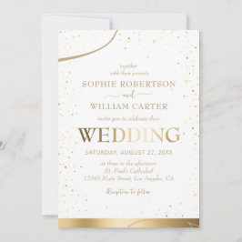 Invitación a la boda elegante de oro y blanco