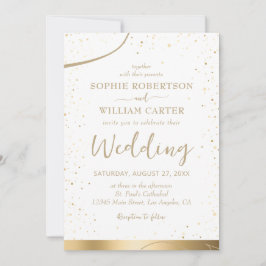 Invitación a la boda elegante de oro y blanco
