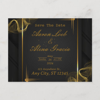 Invitación a la boda elegante de oro y negro