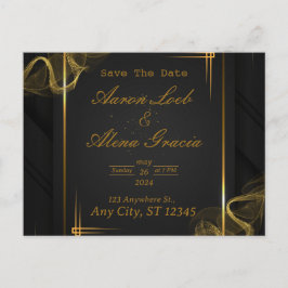 Invitación a la boda elegante de oro y negro