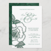 Invitación a la boda elegante de plata verde esmer