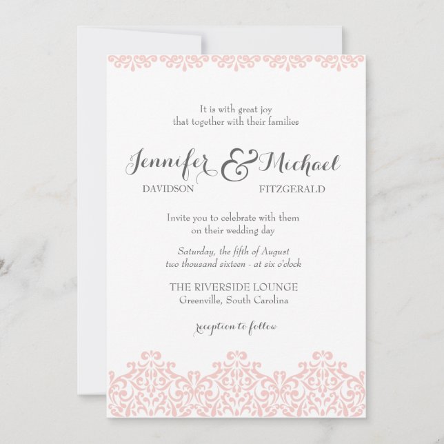 Invitación a la boda elegante de Rubor Lace (Anverso)