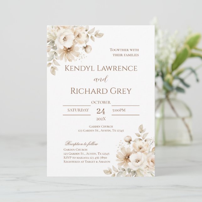Invitación a la boda elegante del Boho simple (Anverso de pie)
