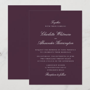 Invitación a la boda elegante del invierno de Plum