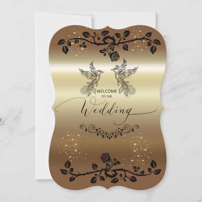 Invitación a la boda elegante dorada (Anverso)