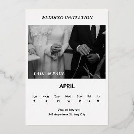 Invitación A La Boda Elegante En Blanco Y Negro