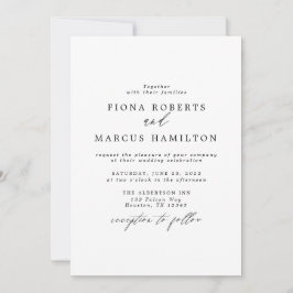 Invitación a la boda elegante en blanco y negro