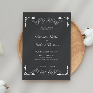 Invitación a la boda elegante en blanco y negro