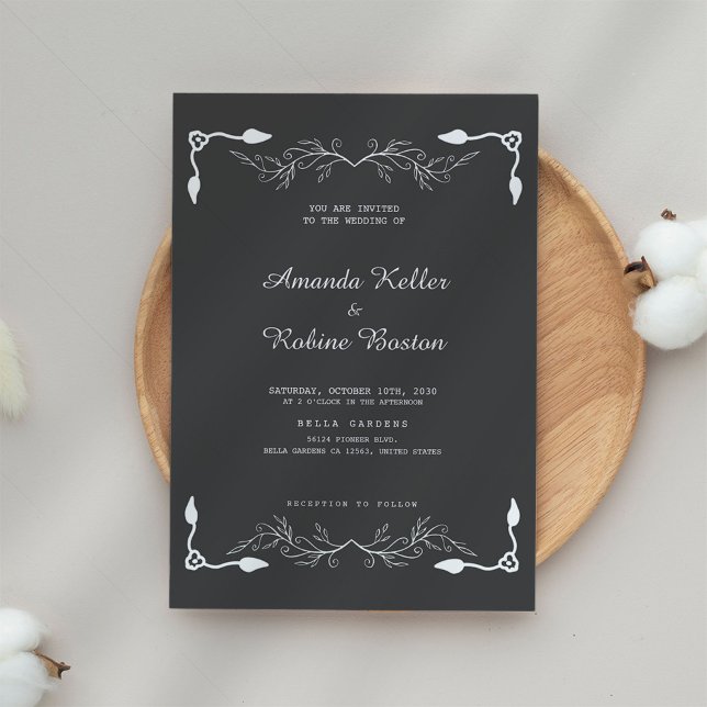 Invitación a la boda elegante en blanco y negro (Subido por el creador)