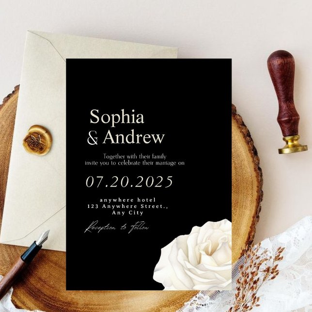 Invitación a la boda elegante en blanco y negro (Black & white Elegant Wedding invitation)