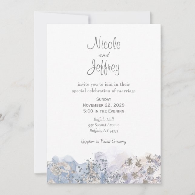 Invitación a la boda elegante en invierno con hiel (Anverso)