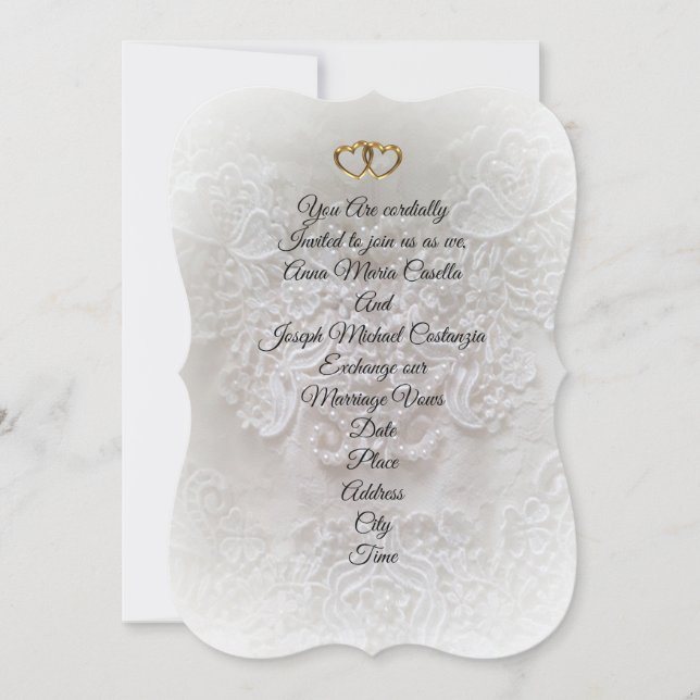 Invitación a la boda Elegante encaje de enfoque su (Anverso)