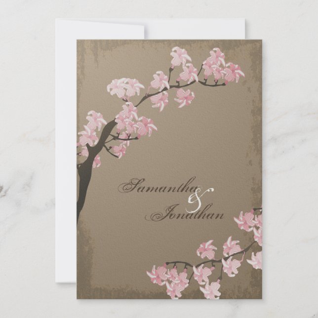 Invitación a la boda - Elegante Flor de cerezo mar (Anverso)