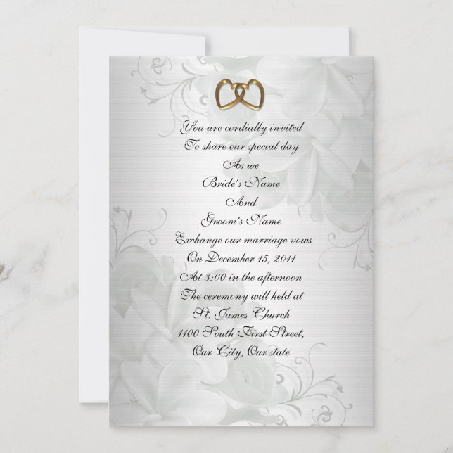 Invitación a la boda elegante floral blanca (Anverso)