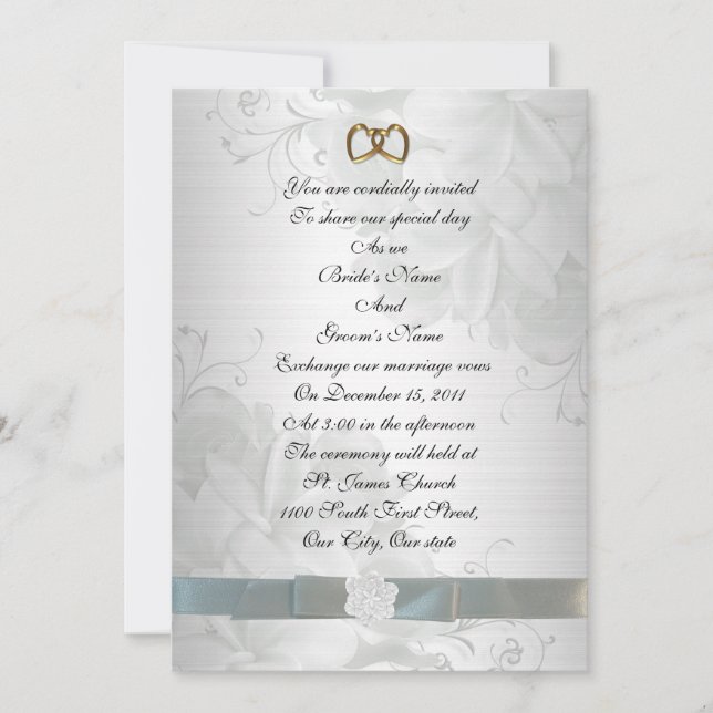 Invitación a la boda elegante floral blanca (Anverso)