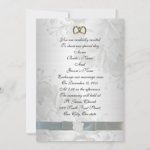 Invitación a la boda elegante floral blanca