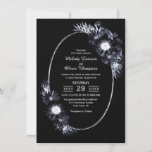 Invitación a la boda elegante floral negra