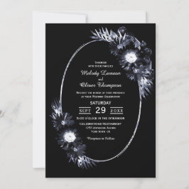 Invitación a la boda elegante floral negra