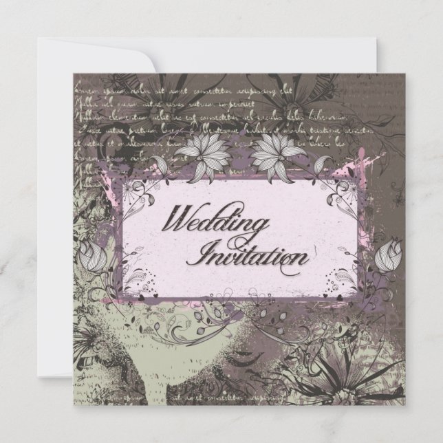 Invitación a la boda Elegante Flores de Esbozo de  (Anverso)