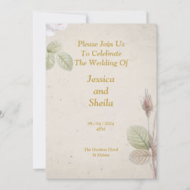 Invitación a la boda elegante, flores simples
