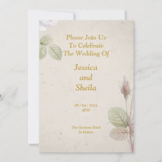 Invitación a la boda elegante, flores simples