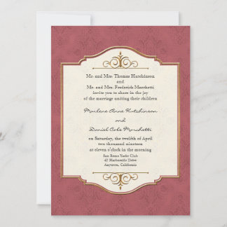Invitación a la Boda Elegante Formal Gold & Lace