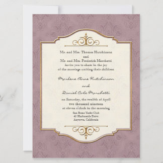 Invitación a la Boda Elegante Formal Gold & Lace