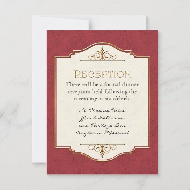 Invitación a la Boda Elegante Formal Gold & Lace (Anverso)