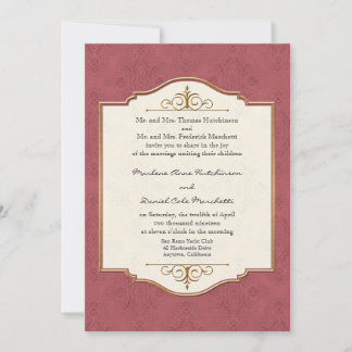 Invitación a la Boda Elegante Formal Gold & Lace