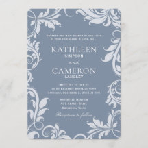 Invitación a la boda elegante | Hojas | Azul agita